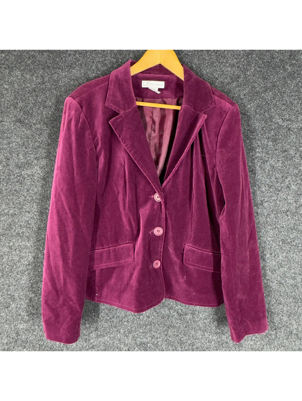 Dressbarn Blazer Women XL Purple Button Up Collared Long Sleeve Cotton Lined
